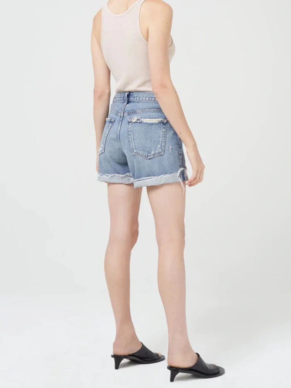 Agolde Parker long jean shorts with cuff